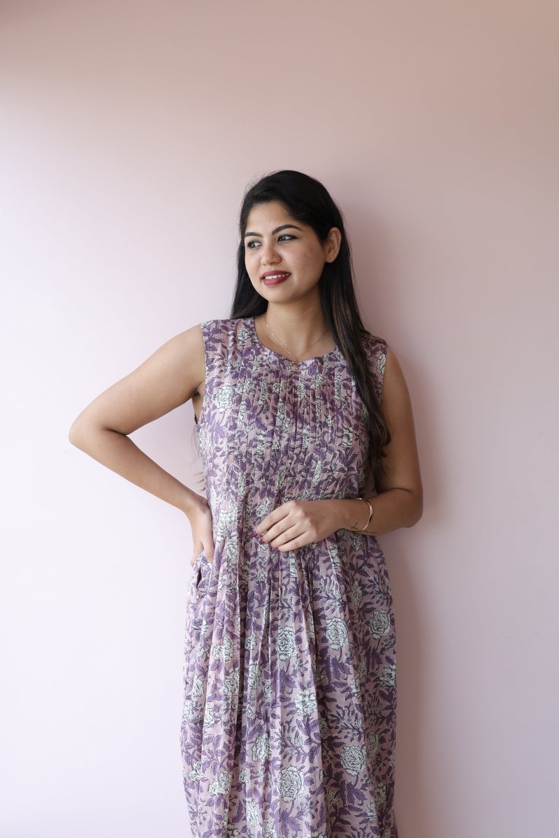 Maisha Handblock Cotton Feeding - Friendly Maternity Dress | NoorALL US WOMENmaternity and feeding