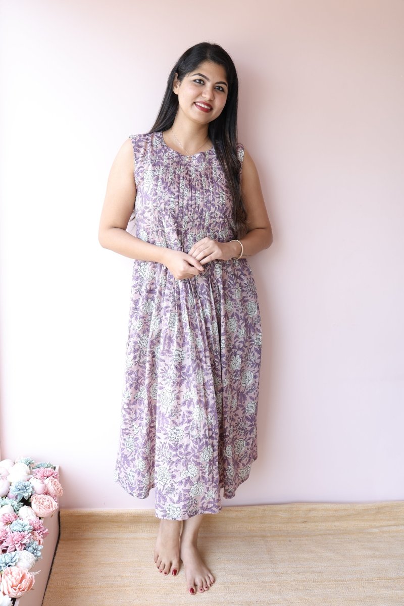 Maisha Handblock Cotton Feeding - Friendly Maternity Dress | NoorALL US WOMENmaternity and feeding