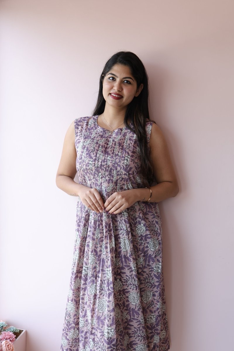 Maisha Handblock Cotton Feeding - Friendly Maternity Dress | NoorALL US WOMENmaternity and feeding