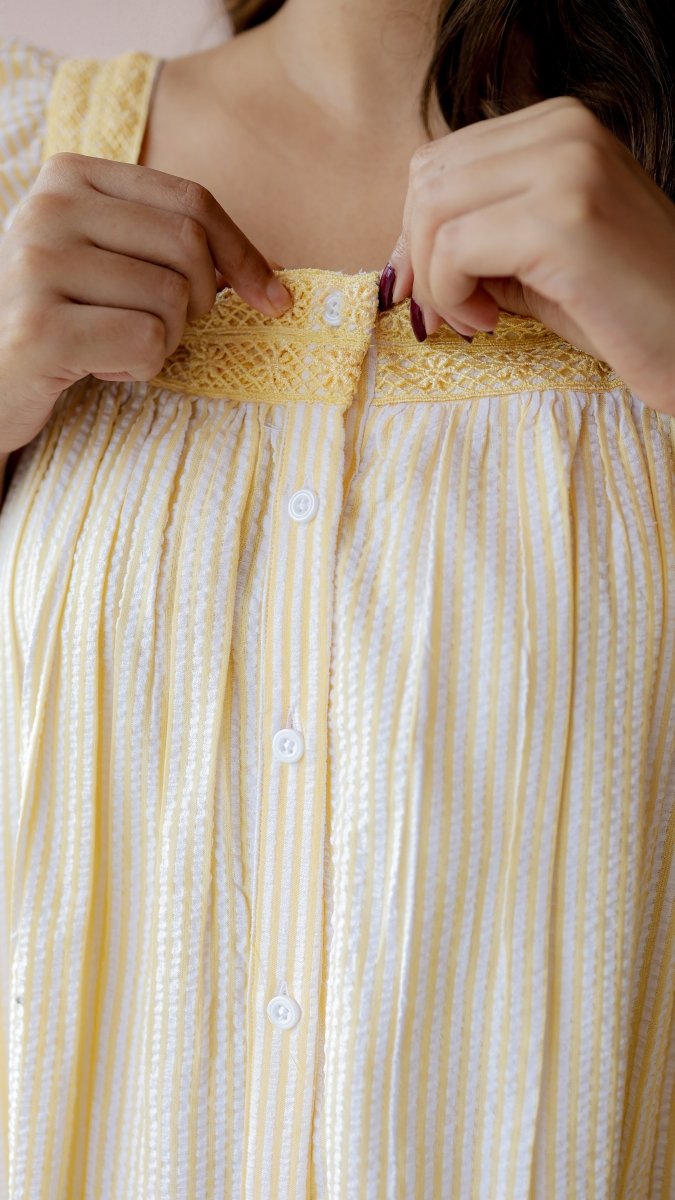 Mellow — Cotton Stripe Button-Down Recovery DressALL US WOMENmaternity and feeding