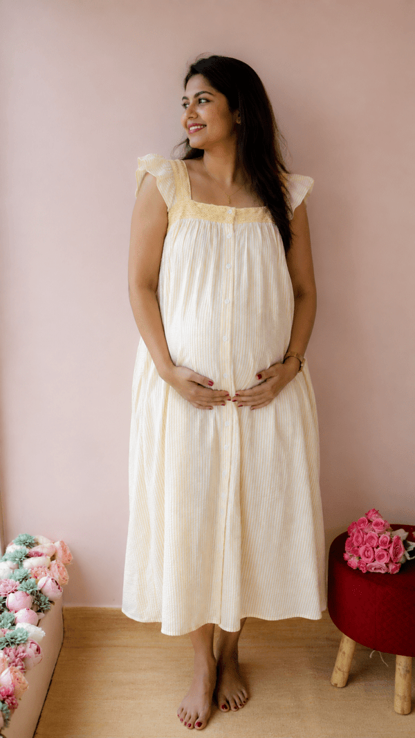 Mellow — Cotton Stripe Button-Down Recovery DressALL US WOMENmaternity and feeding