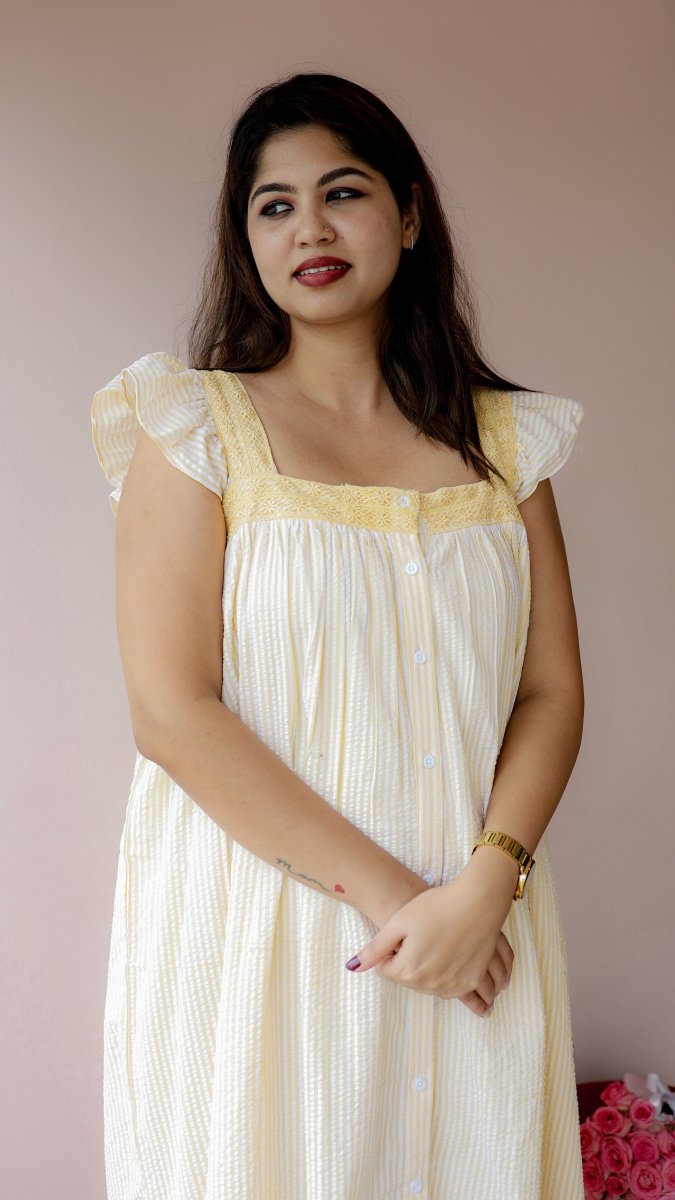 Mellow — Cotton Stripe Button-Down Recovery DressALL US WOMENmaternity and feeding