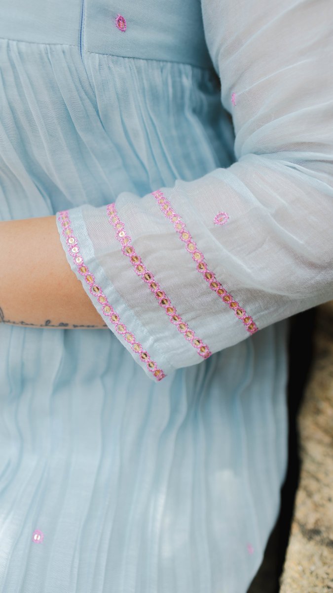 Nacre | Powder Blue Gathered Kurta | ÉLAN PremièreALL US WOMENmaternity and feeding