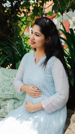 Nacre | Powder Blue Gathered Kurta | ÉLAN PremièreALL US WOMENmaternity and feeding