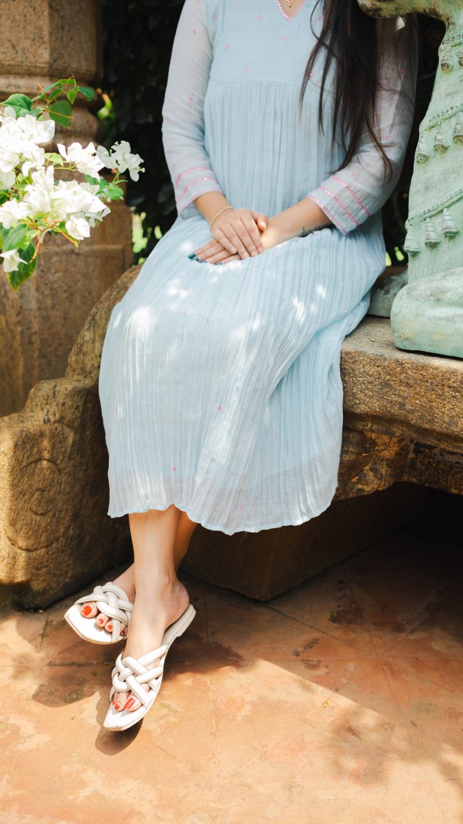 Nacre | Powder Blue Gathered Kurta | ÉLAN PremièreALL US WOMENmaternity and feeding