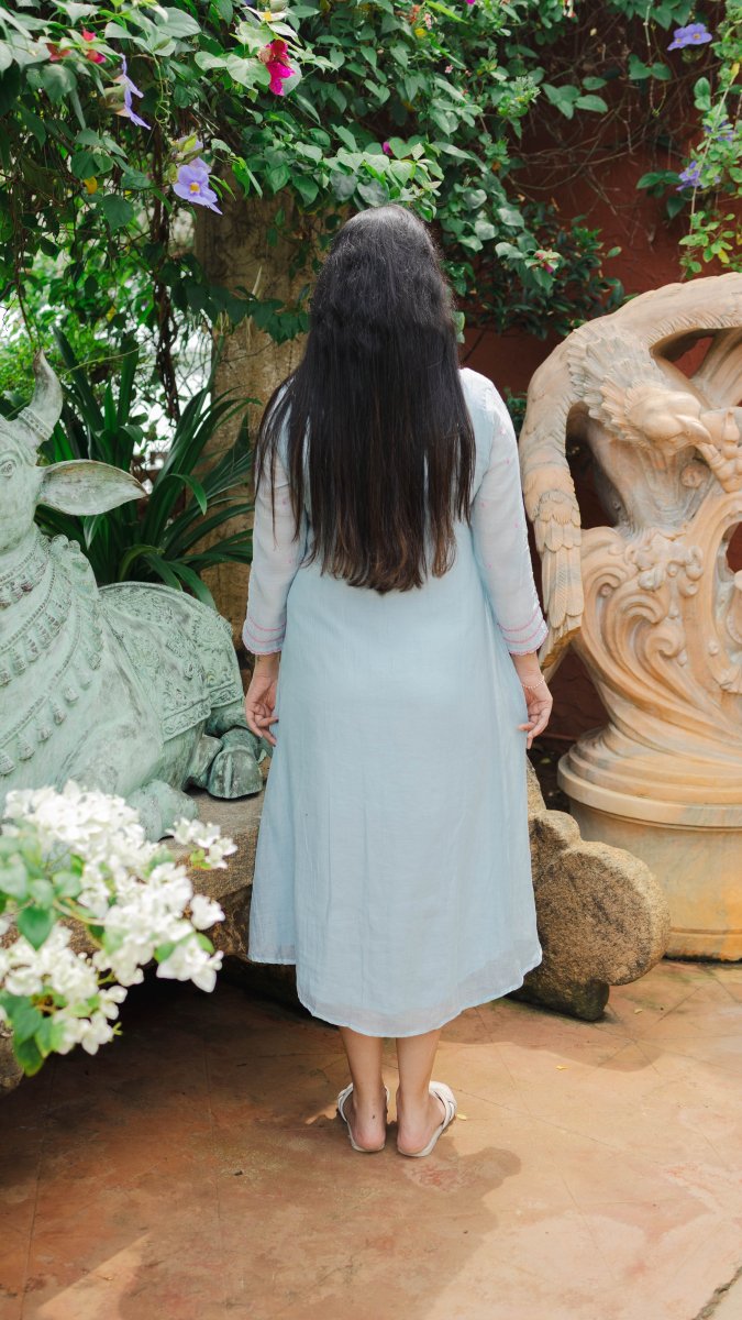 Nacre | Powder Blue Gathered Kurta | ÉLAN PremièreALL US WOMENmaternity and feeding