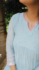 Nacre | Powder Blue Gathered Kurta | ÉLAN PremièreALL US WOMENmaternity and feeding
