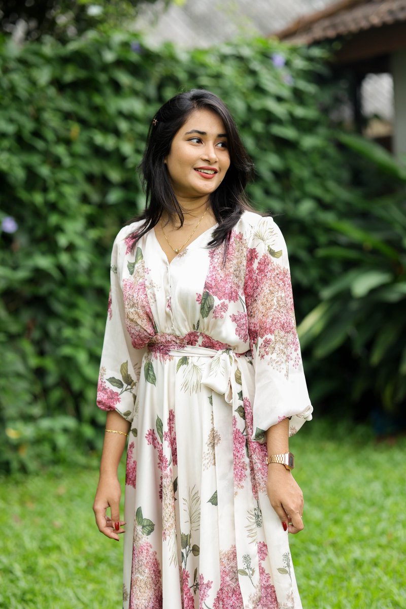 Opera Crème|Premium Maternity Dress with Pearl Button - Down | Hearth CollectionALL US WOMENmaternity and feeding