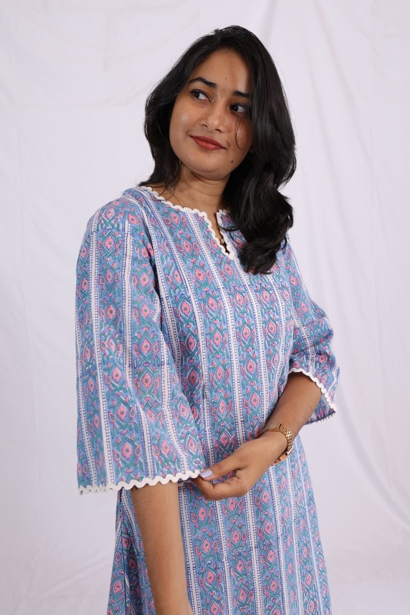 Purely You Kurthi – Handblock Print |Feeding Zips & Pockets | Passeo CollectionALL US WOMENmaternity and feeding