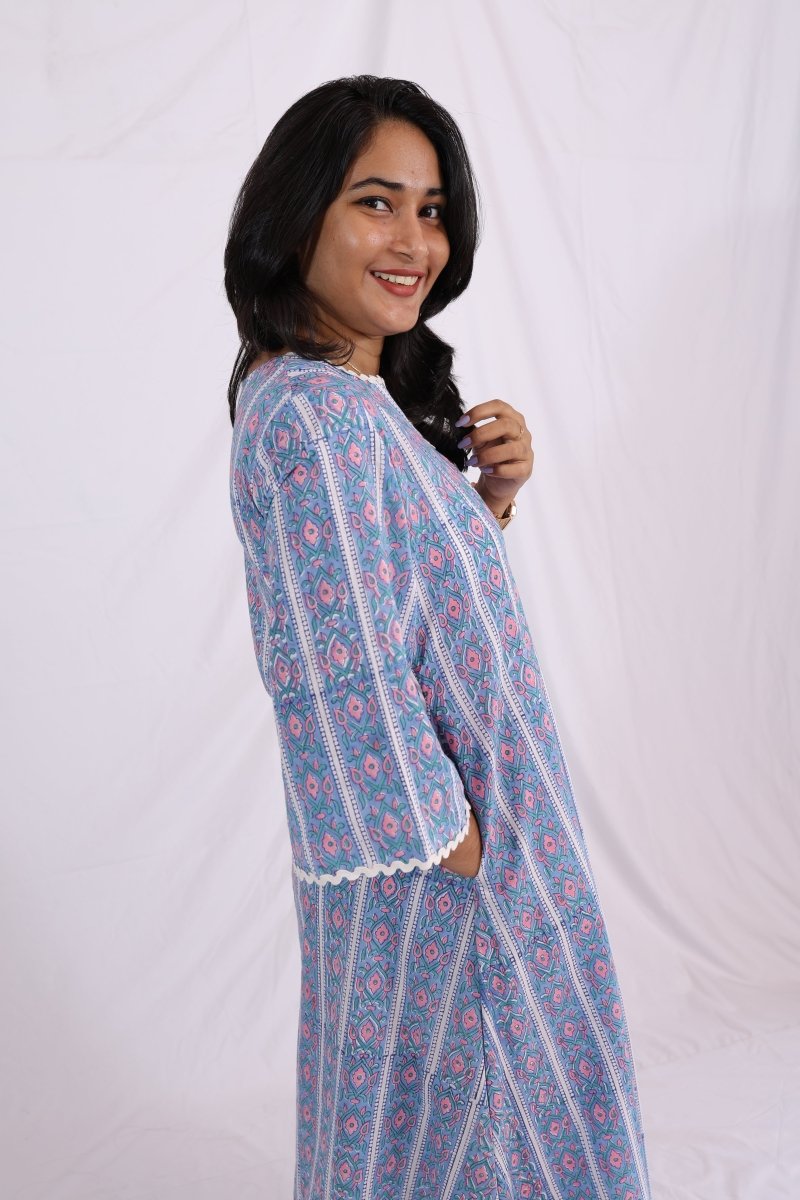 Purely You Kurthi – Handblock Print |Feeding Zips & Pockets | Passeo CollectionALL US WOMENmaternity and feeding