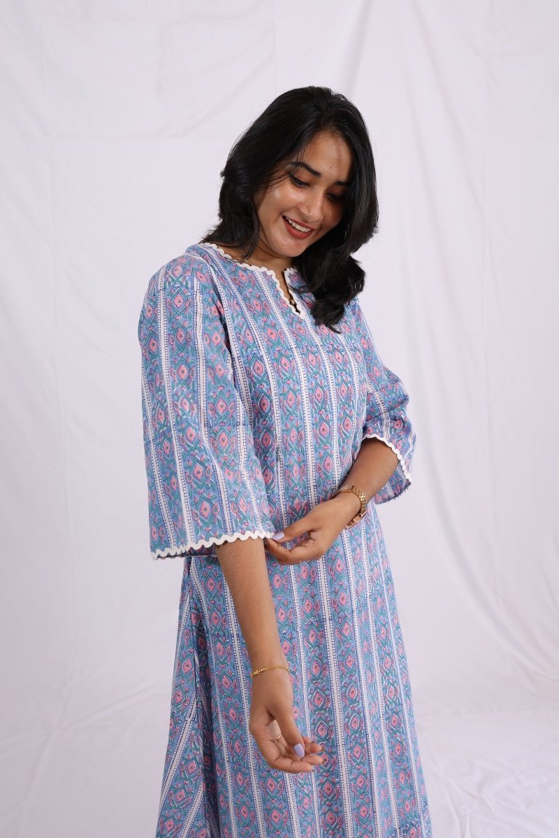 Purely You Kurthi – Handblock Print |Feeding Zips & Pockets | Passeo CollectionALL US WOMENmaternity and feeding