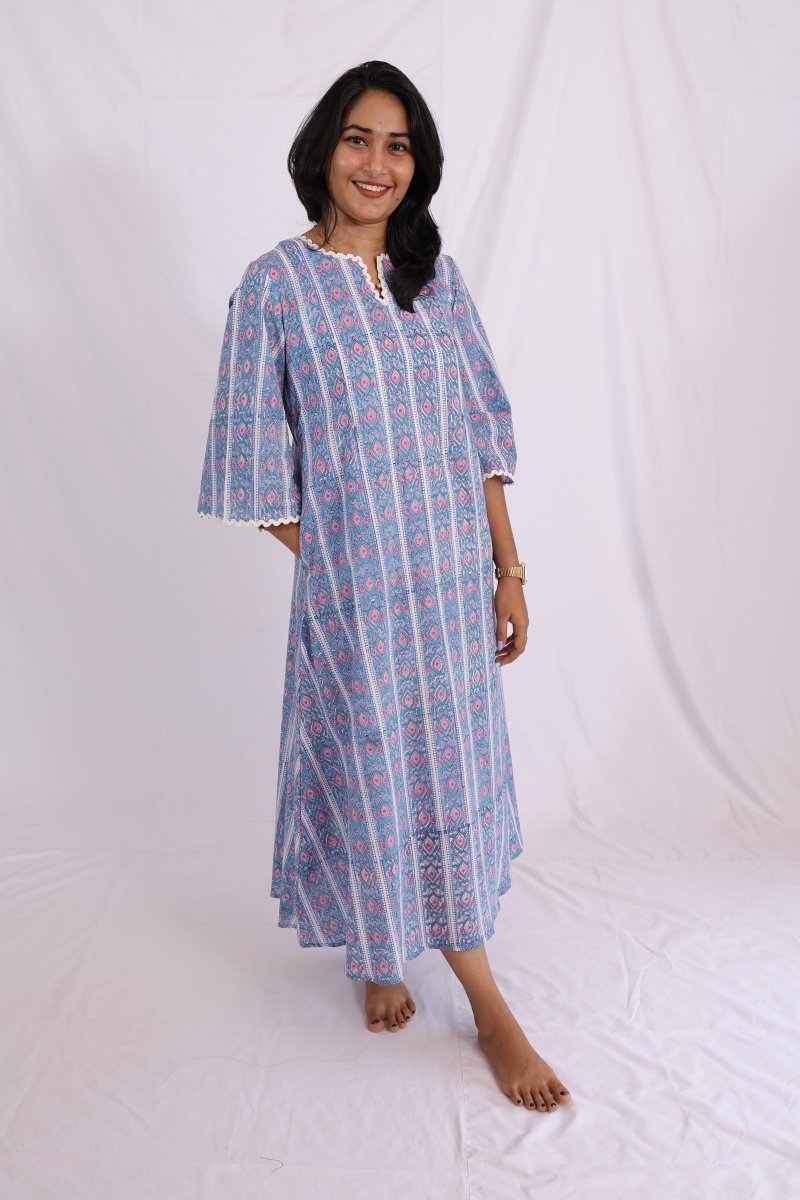 Purely You Kurthi – Handblock Print |Feeding Zips & Pockets | Passeo CollectionALL US WOMENmaternity and feeding