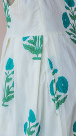 Puriya — Ivory Teal Marigold Block Print Cotton Maternity & Nursing DressALL US WOMENmaternity and feeding