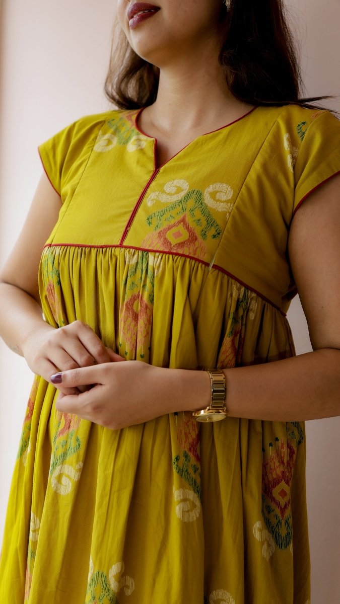 Purnima — Cotton Ikat-Print Ethnic maternity and feeding DressALL US WOMENmaternity and feeding