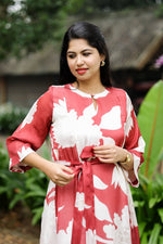 Red Velvet Bloom Premium Satin Georgette Maternity & Nursing dress | HearthALL US WOMENmaternity and feeding