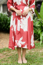 Red Velvet Bloom Premium Satin Georgette Maternity & Nursing dress | HearthALL US WOMENmaternity and feeding