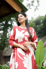 Red Velvet Bloom Premium Satin Georgette Maternity & Nursing dress | HearthALL US WOMENmaternity and feeding