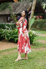 Red Velvet Bloom Premium Satin Georgette Maternity & Nursing dress | HearthALL US WOMENmaternity and feeding