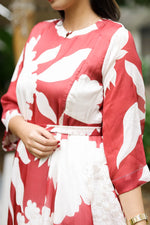 Red Velvet Bloom Premium Satin Georgette Maternity & Nursing dress | HearthALL US WOMENmaternity and feeding