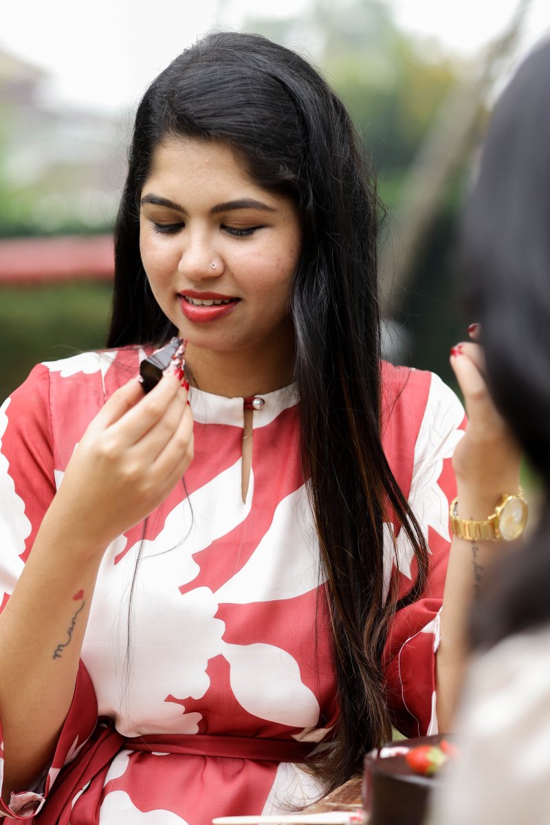 Red Velvet Bloom Premium Satin Georgette Maternity & Nursing dress | HearthALL US WOMENmaternity and feeding