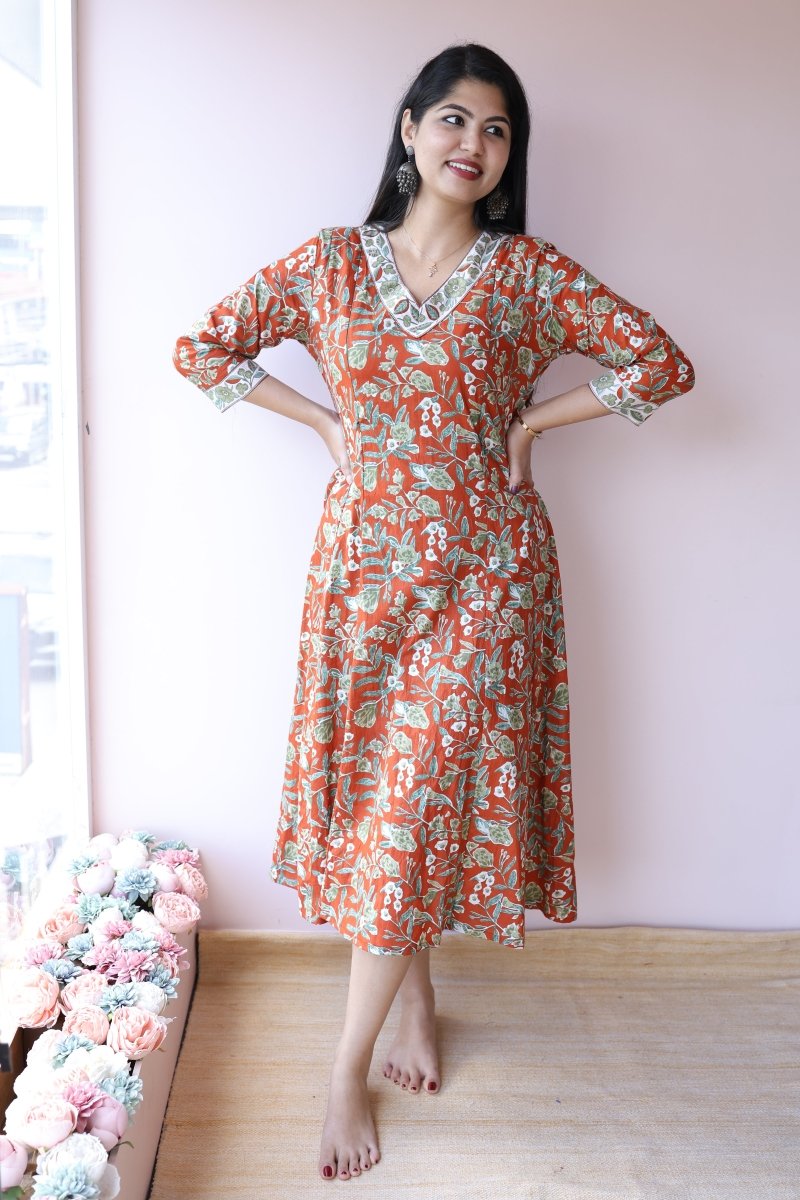 Ruhani Cotton Maternity & Feeding Dress|Noor|All Us WomenALL US WOMENmaternity and feeding