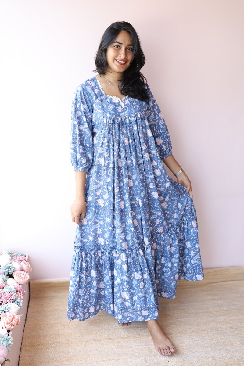 Safa Handblock Printed Cotton Maternity & Feeding Dress | Noor collectionALL US WOMENmaternity and feeding