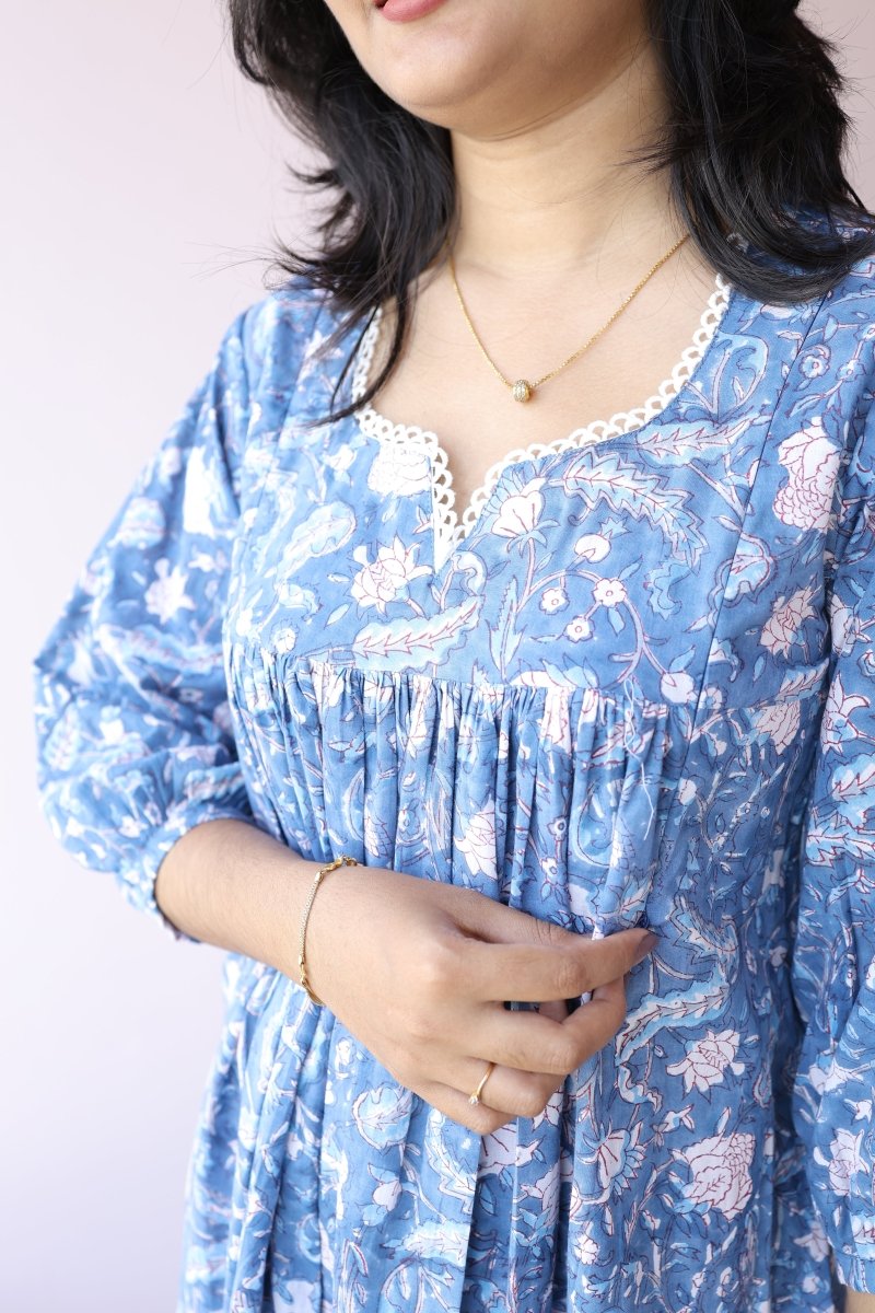 Safa Handblock Printed Cotton Maternity & Feeding Dress | Noor collectionALL US WOMENmaternity and feeding
