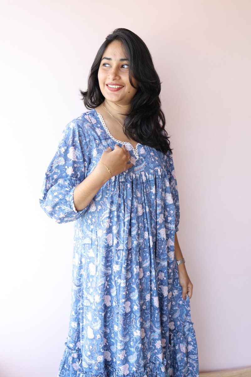 Safa Handblock Printed Cotton Maternity & Feeding Dress | Noor collectionALL US WOMENmaternity and feeding