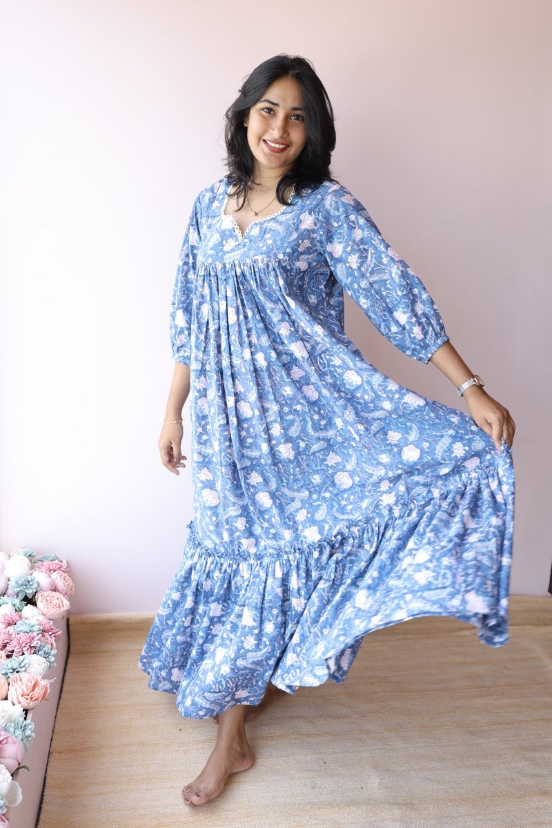 Safa Handblock Printed Cotton Maternity & Feeding Dress | Noor collectionALL US WOMENmaternity and feeding