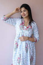 Sahar Handblock Printed Cotton Feeding - Friendly Maternity Dress | Noor All us womenALL US WOMENmaternity and feeding