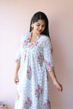 Sahar Handblock Printed Cotton Feeding - Friendly Maternity Dress | Noor All us womenALL US WOMENmaternity and feeding