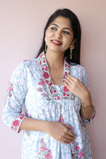 Sahar Handblock Printed Cotton Feeding - Friendly Maternity Dress | Noor All us womenALL US WOMENmaternity and feeding