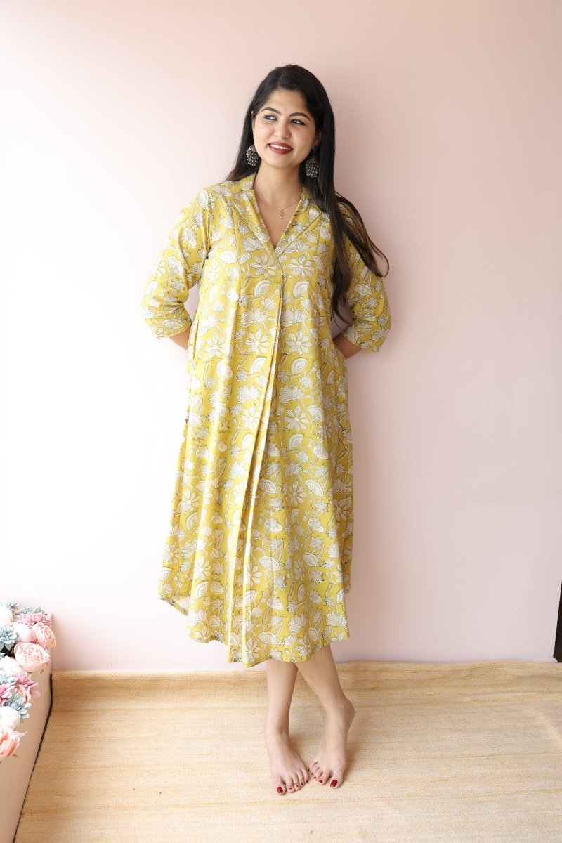 Sana Handblock Cotton Feeding - Friendly Maternity Dress | Noor collectionALL US WOMENmaternity and feeding