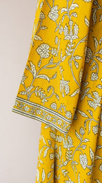 Saraswati — Mustard Floral Vine Block Print Cotton Maternity & Nursing DressALL US WOMENmaternity and feeding