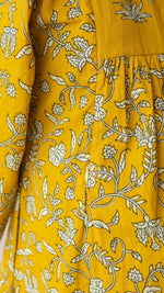Saraswati — Mustard Floral Vine Block Print Cotton Maternity & Nursing DressALL US WOMENmaternity and feeding