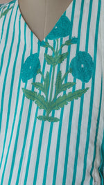 Shri |Turquoise Marigold Block Print Cotton Maternity & Nursing DressALL US WOMENmaternity and feeding