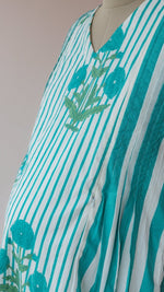 Shri |Turquoise Marigold Block Print Cotton Maternity & Nursing DressALL US WOMENmaternity and feeding