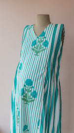 Shri |Turquoise Marigold Block Print Cotton Maternity & Nursing DressALL US WOMENmaternity and feeding