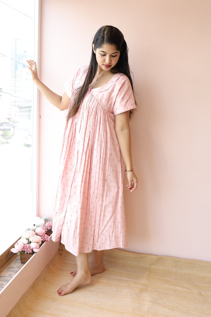 Silent Aura – Cocoon Edit | Comfortable Cotton Button - Down Maternity DressALL US WOMENmaternity and feeding