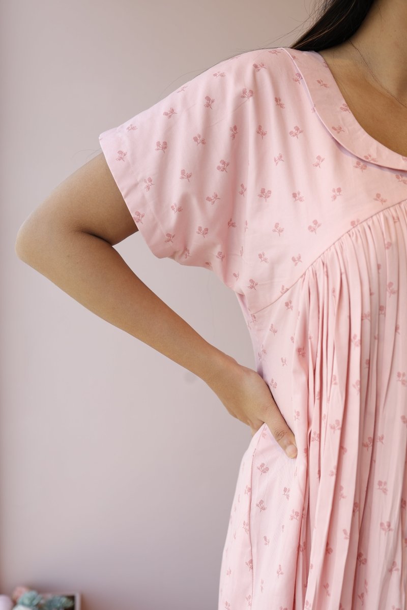 Silent Aura – Cocoon Edit | Comfortable Cotton Button - Down Maternity DressALL US WOMENmaternity and feeding