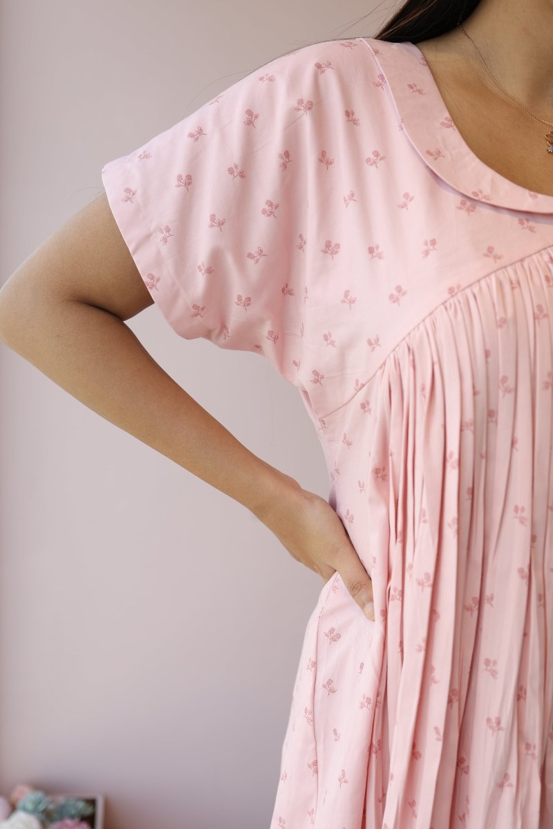 Silent Aura – Cocoon Edit | Comfortable Cotton Button - Down Maternity DressALL US WOMENmaternity and feeding