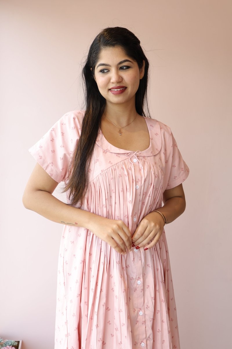 Silent Aura – Cocoon Edit | Comfortable Cotton Button - Down Maternity DressALL US WOMENmaternity and feeding