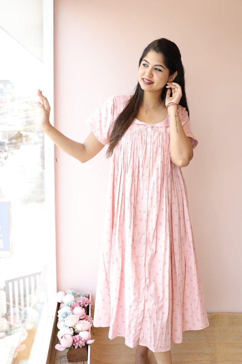 Silent Aura – Cocoon Edit | Comfortable Cotton Button - Down Maternity DressALL US WOMENmaternity and feeding