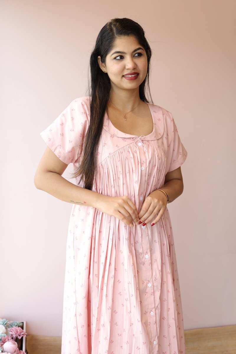 Silent Aura – Cocoon Edit | Comfortable Cotton Button - Down Maternity DressALL US WOMENmaternity and feeding