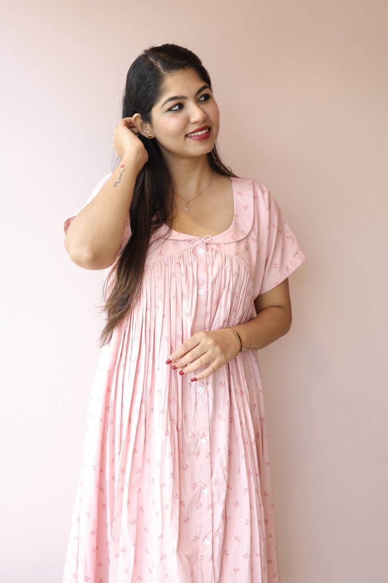 Silent Aura – Cocoon Edit | Comfortable Cotton Button - Down Maternity DressALL US WOMENmaternity and feeding