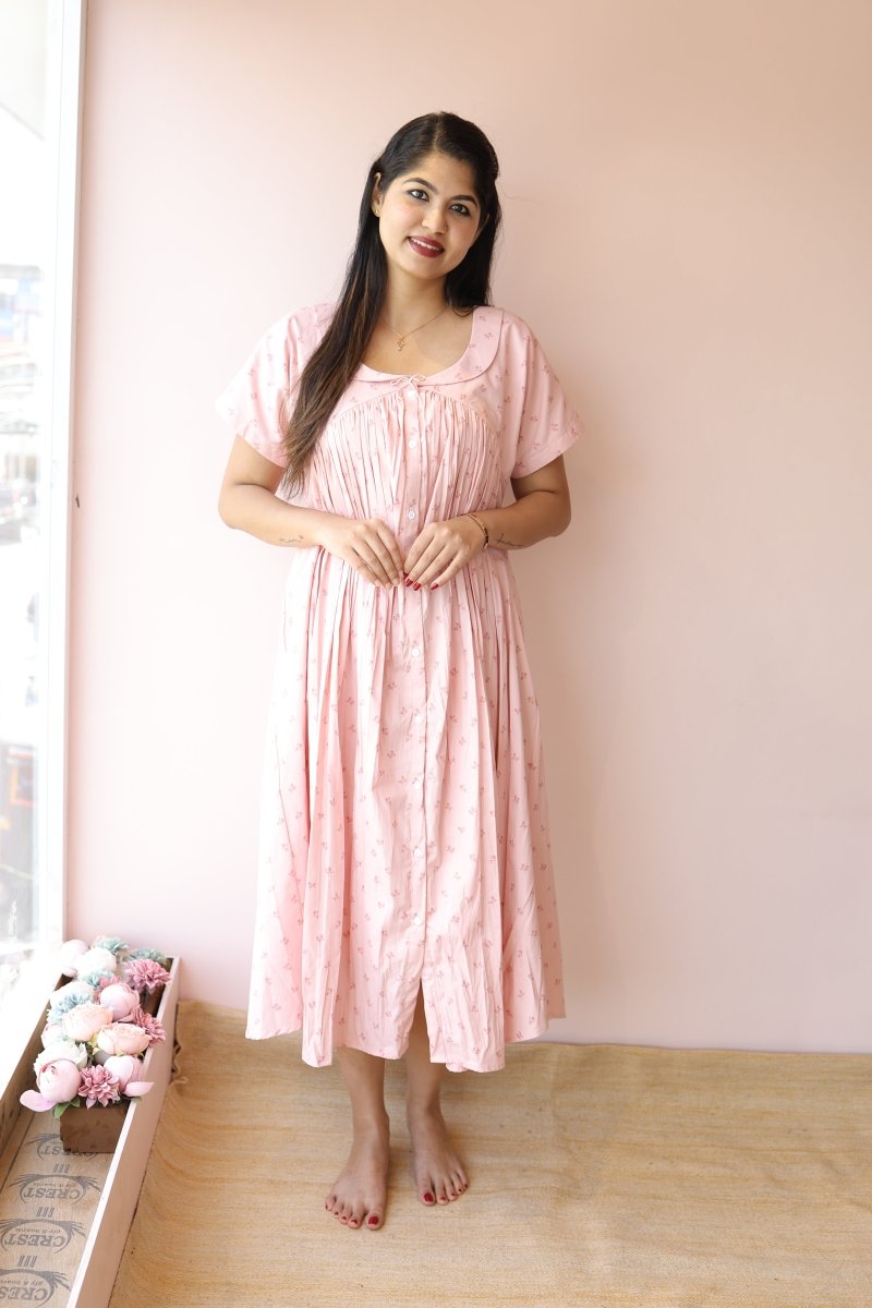 Silent Aura – Cocoon Edit | Comfortable Cotton Button - Down Maternity DressALL US WOMENmaternity and feeding