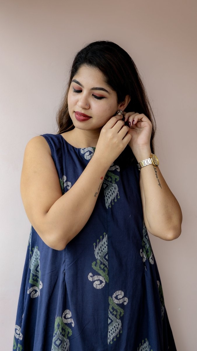Sindhu — Cotton Ikat-Print Layered Nursing DressALL US WOMENmaternity and feeding