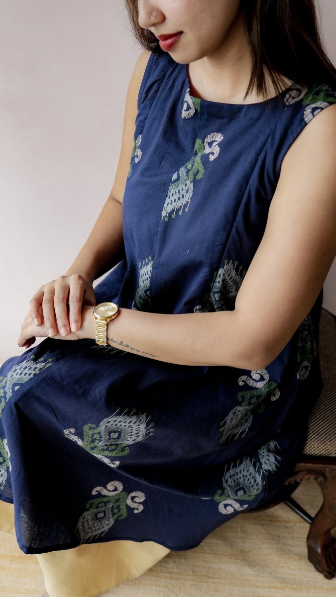 Sindhu — Cotton Ikat-Print Layered Nursing DressALL US WOMENmaternity and feeding