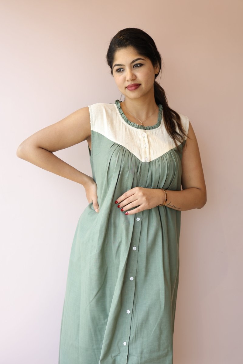 Sweet Hush – Cocoon Edit | Stylish Cotton Button - Down Maternity DressALL US WOMENmaternity and feeding