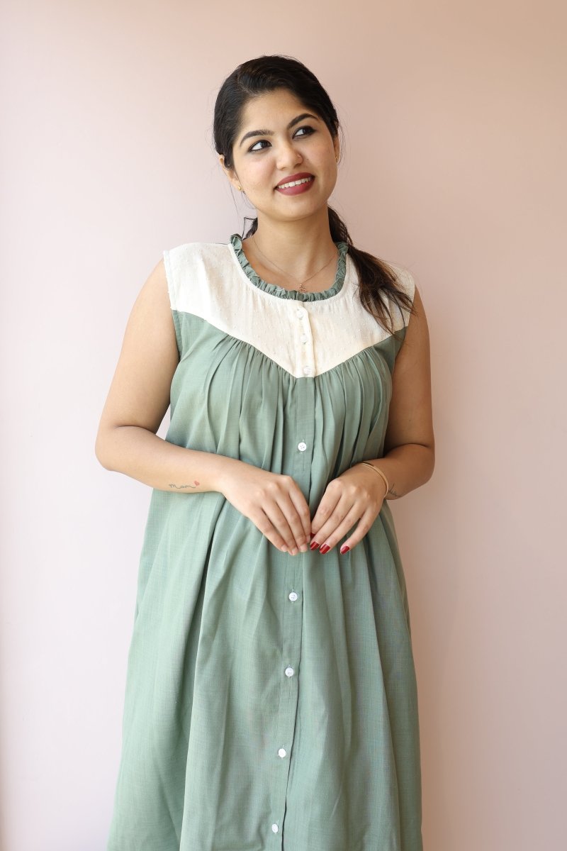 Sweet Hush – Cocoon Edit | Stylish Cotton Button - Down Maternity DressALL US WOMENmaternity and feeding